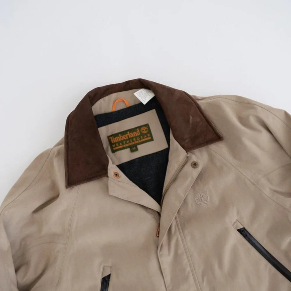 Timberland Weathergear Tan Zip Up Lined Winter Jacket ~Medium - Picture 9 of 16